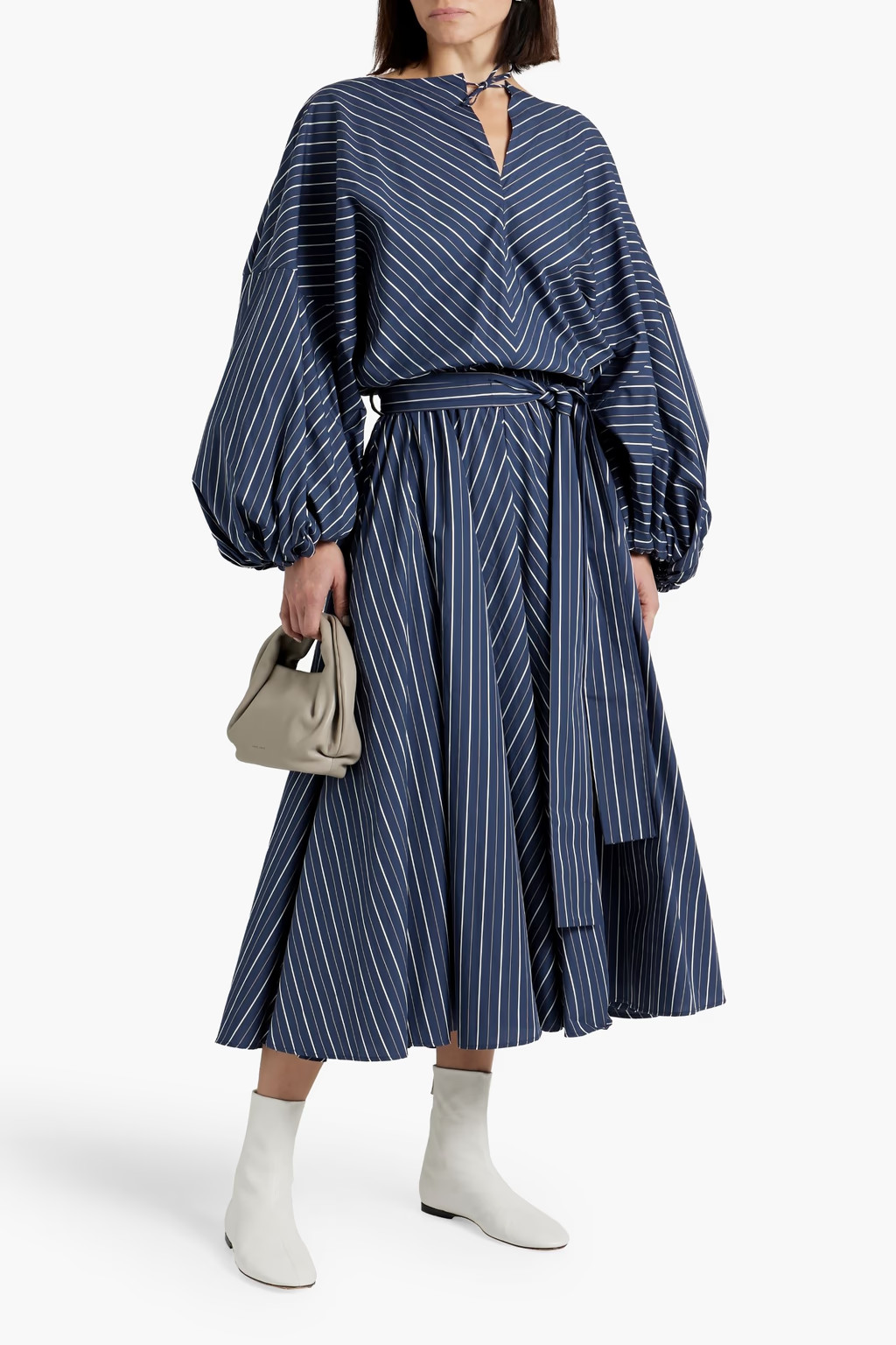 Renew belted striped cotton-poplin midi dress | The Outnet (US and CA)