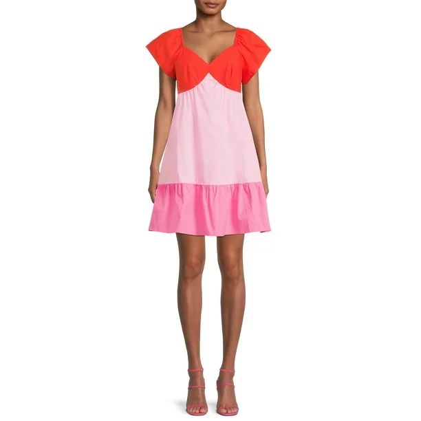 The Get Women's Short Sleeve Colorblock Mini Dress - Walmart.com | Walmart (US)