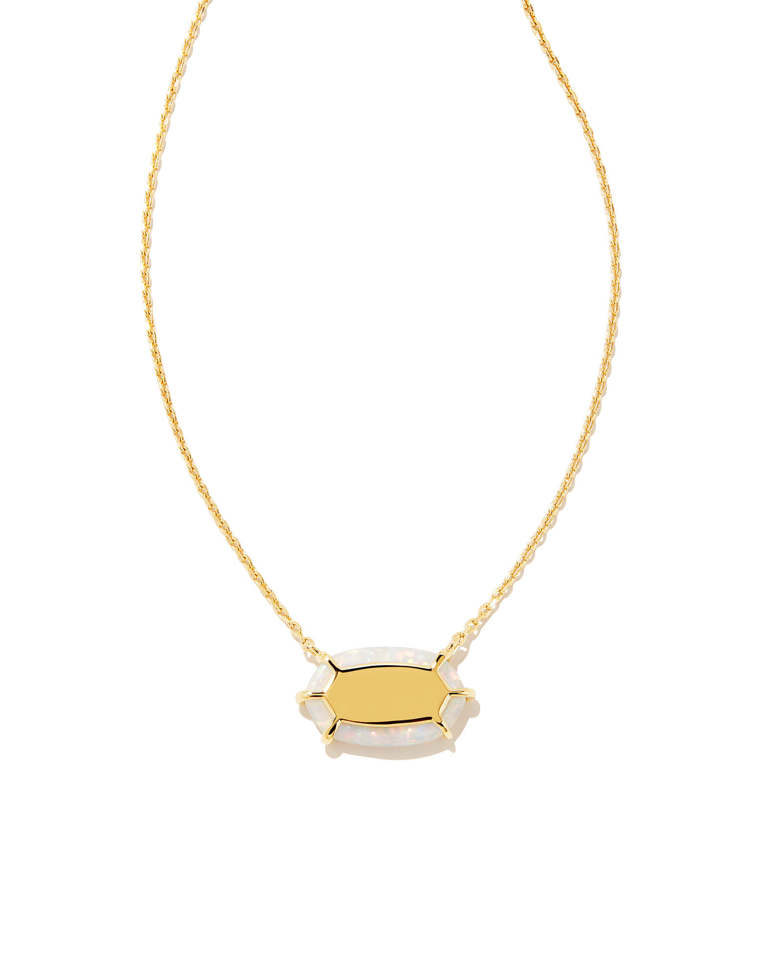 Framed Elisa Opal 18k Gold Vermeil Pendant Necklace in White Kyocera Opal | Kendra Scott