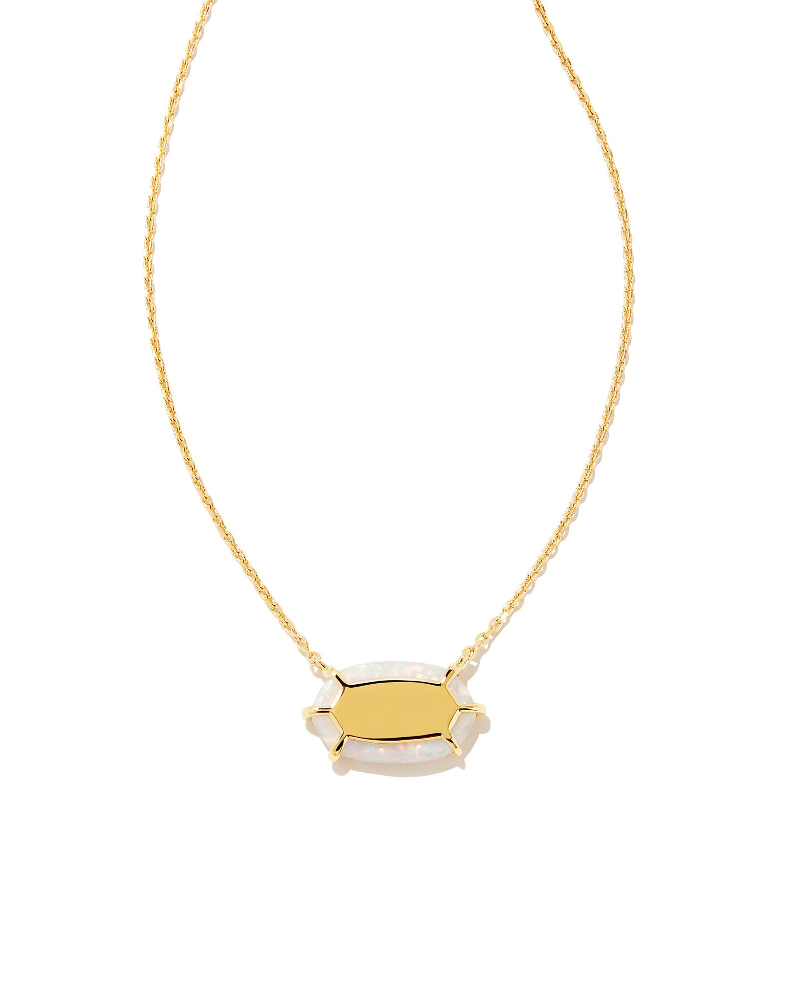 Framed Elisa Opal 18k Gold Vermeil Pendant Necklace in White Kyocera Opal | Kendra Scott