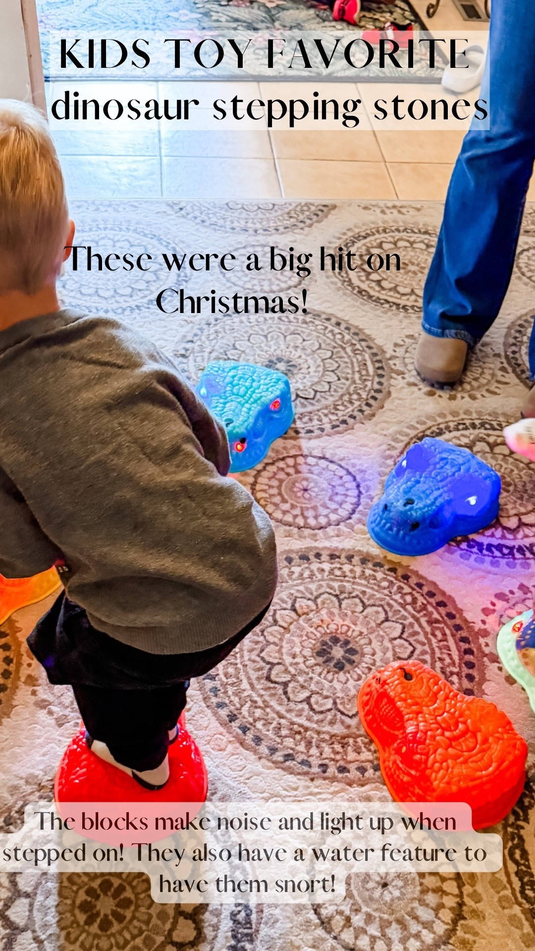 These dinosaur stepping stones are toddler boy approved! So fun and they get the energy out! They light up and snort when you add water. 

Kids toy, boy toy, toddler toy 

#LTKFindsUnder100 #LTKKids #LTKHoliday