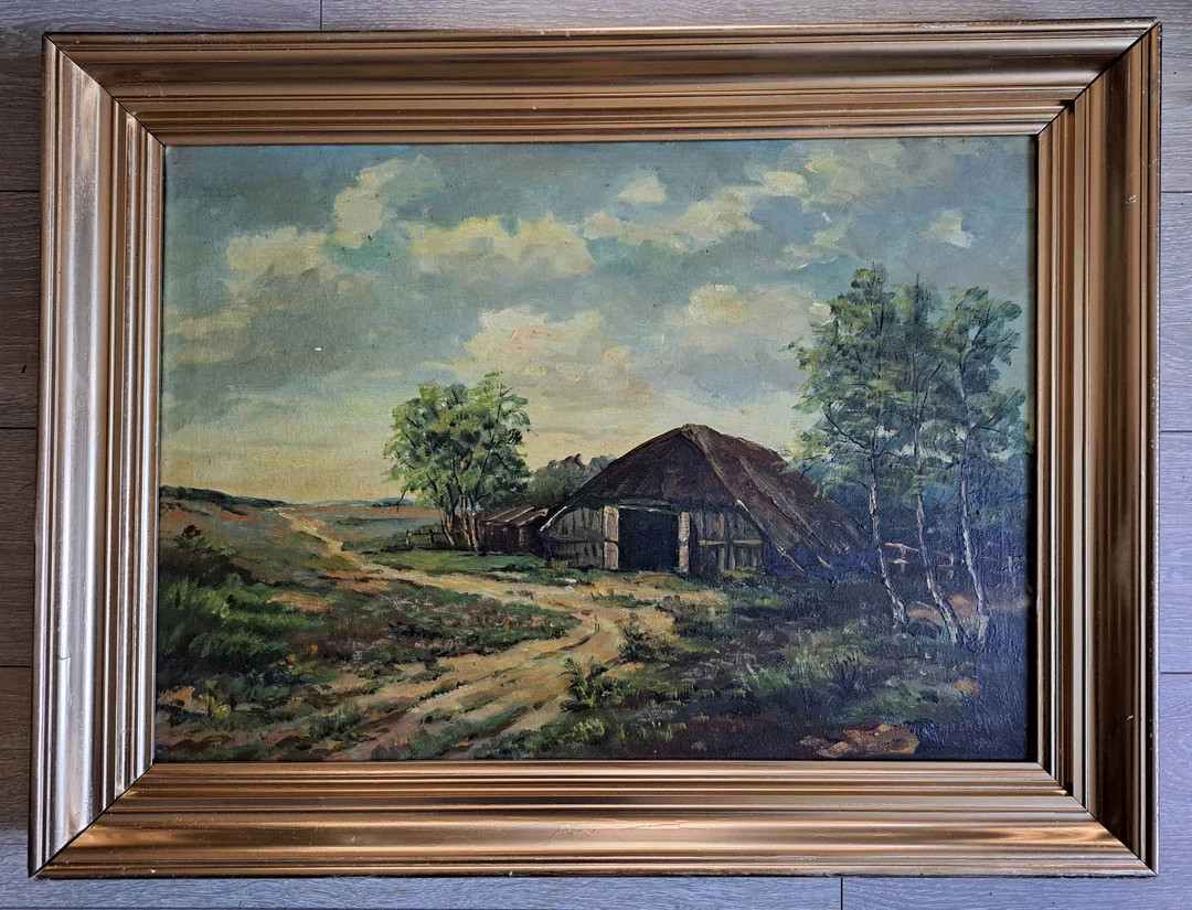 1946 Made Right After WW2 a Lovely Big Heavy Dutch Landscape Sheep Cage Oil Painting on Canvas Si... | Etsy (US)