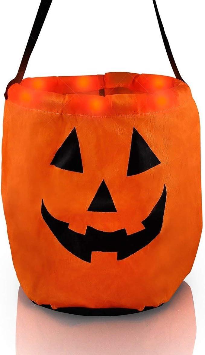 Mammoth Sales LED Light Up Pumpkin or Ghost Trick-Or-Treat Candy Bag for Halloween | Amazon (US)