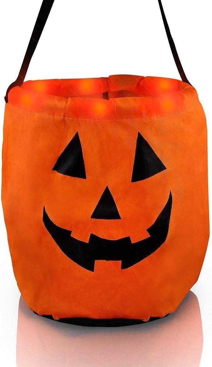 Mammoth Sales LED Light Up Pumpkin or Ghost Trick-Or-Treat Candy Bag for Halloween | Amazon (US)