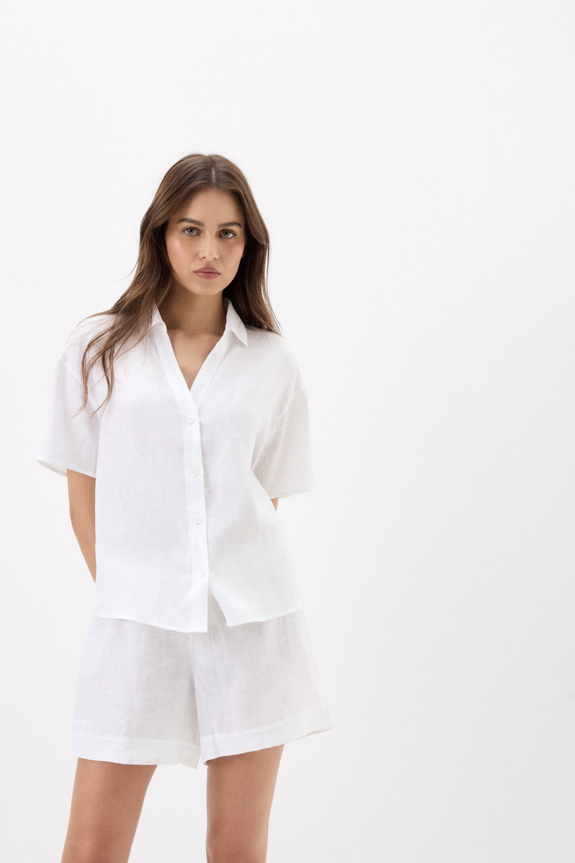 The Pure Linen Short Sleeve Shirt in Linen Fabric - Intimissimi | Intimissimi (US)