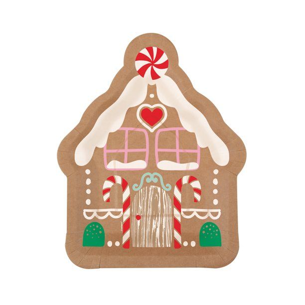 Gingerbread House Shaped Christmas Paper Dinner Plates, 10.25in, 8ct | Walmart (US)