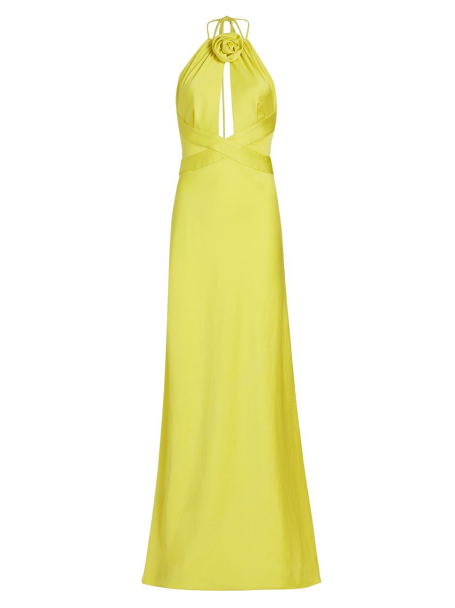 Ronny Kobo Wonder Halter Neck Rose Cut Out Gown | Saks Fifth Avenue