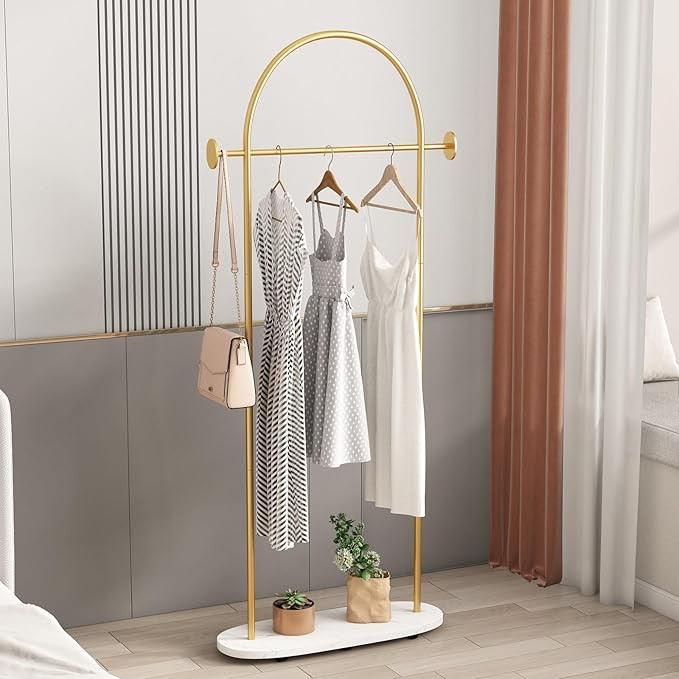 Gold Clothing Racks Heavy Duty, Gold Coat Racks Standing With Marble Base, Modern Coat Racks for ... | Amazon (US)