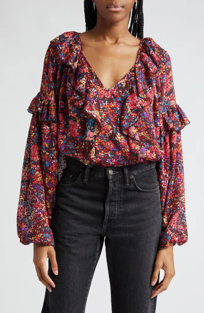 Ramy Brook Lana Floral Print Ruffle Top | Nordstrom | Nordstrom