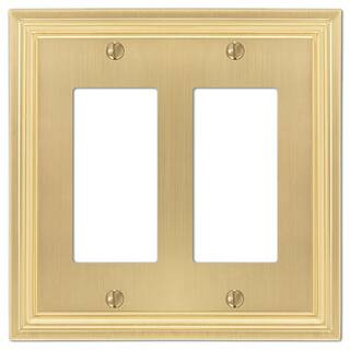 Hallcrest 2 Gang Rocker Metal Wall Plate - Satin Brass | The Home Depot