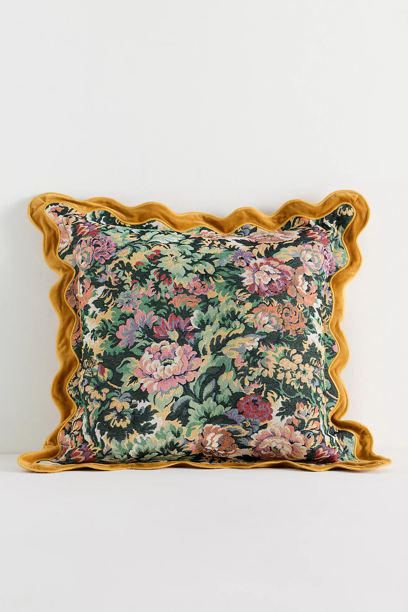 Gwendolyn Jacquard Floral Scalloped Trim Pillow | Anthropologie (US)