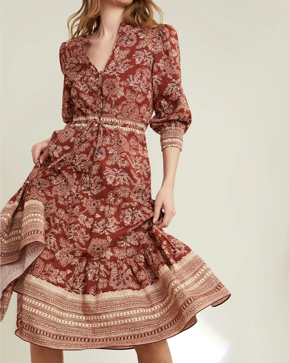 Veronica Beard Swedie Dress Rust Multi | Veronica Beard