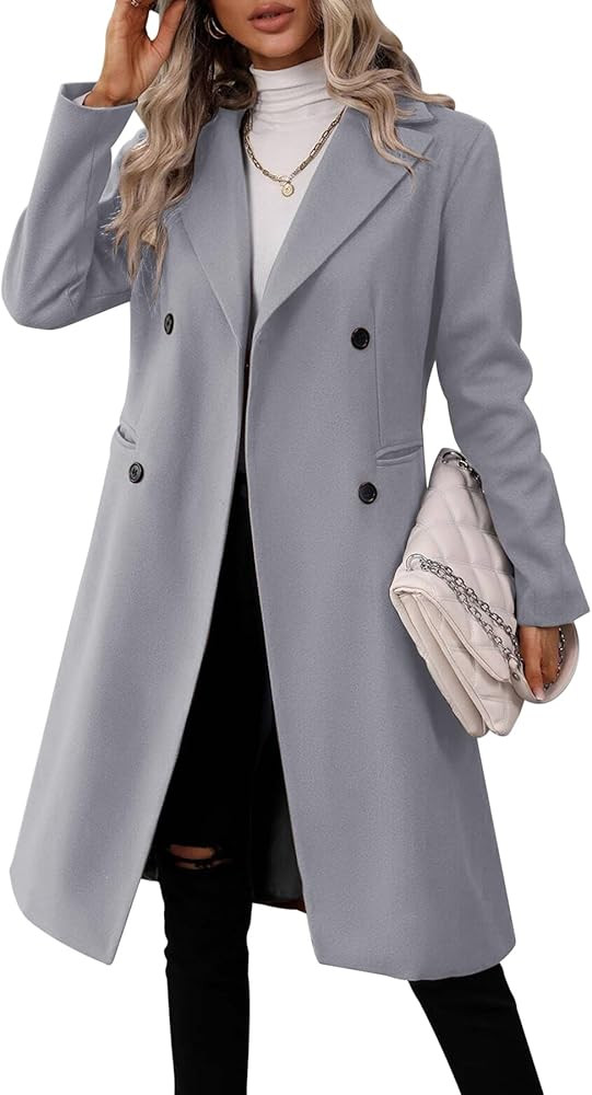 Danedvi Womens Long Double Breasted Coats Lapel Collar Pea Coat Winter Slim Fit Jackets Trench Co... | Amazon (US)