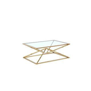 Emerson 47 in. L Gold Rectangle Glass Coffee Table | The Home Depot