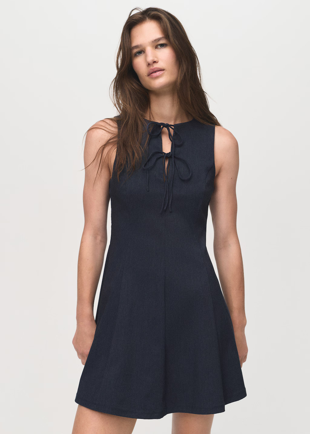 Denim-effect dress with bows - Women | MANGO USA | Mango (US/MX/AU)