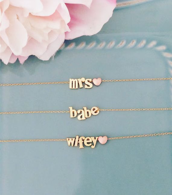 Personalized necklace, name necklace, Bride Necklace, Gifts for her, mrs necklace, wifey necklace... | Etsy (US)