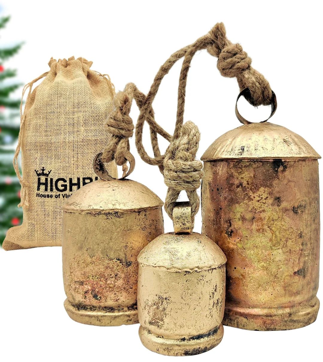 HIGHBIX Set of 3 Vintage Rustic Tin Metal Cow Bells Wall - Etsy Canada | Etsy (CAD)