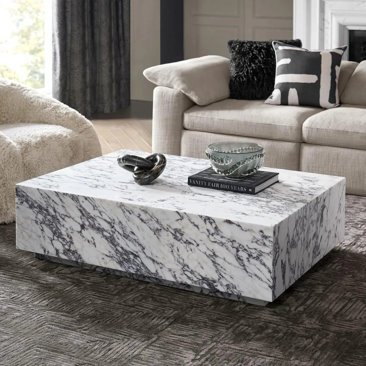 Vanta Coffee Table | Viola | Living Room Furniture | Z Gallerie | 54"W x 36"D x 15"H | Genuine calacatta viola marble | Z Gallerie