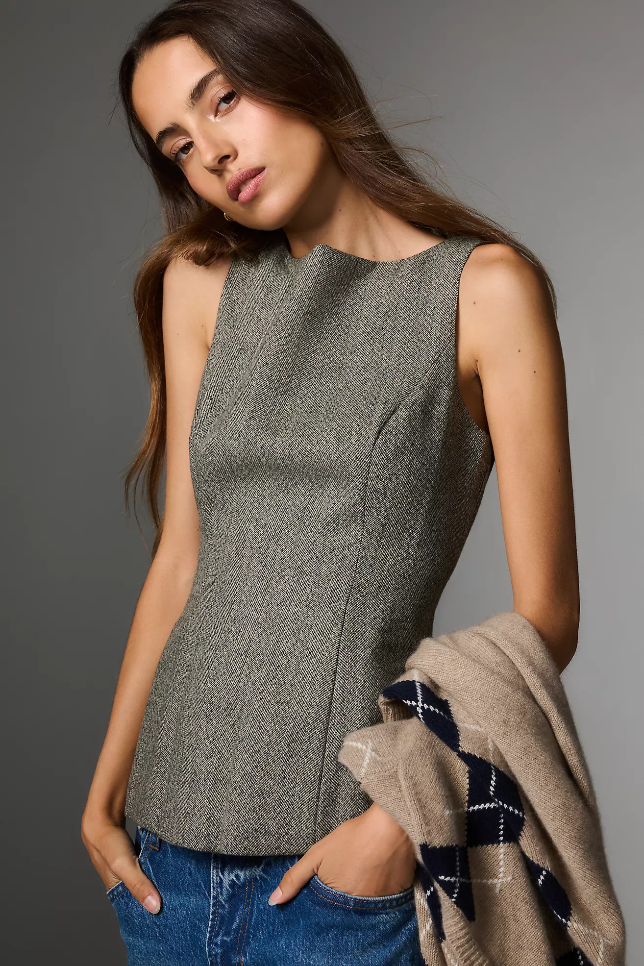 Reformation Nolyn Sleeveless Wool Blend Top | Anthropologie (US)