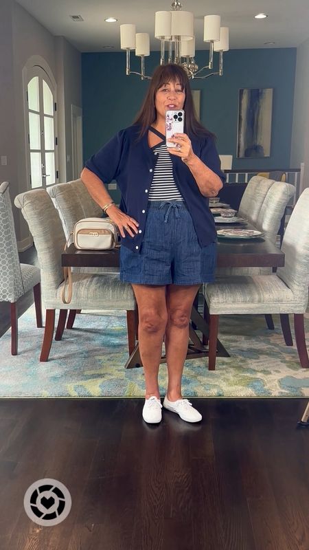 Jean shorts that fit every one!! So flattering on!! Styled with striped tank and cute cardigan!! 

#freeassembly
#shorts
#summeroutfit

Follow my shop @417bargainfindergirl on the @shop.LTK app to shop this post and get my exclusive app-only content!

#liketkit 
@shop.ltk
https://liketk.it/4Gjjy

#LTKfindsunder50 #LTKshoecrush #LTKitbag #LTKmidsize #LTKfindsunder50