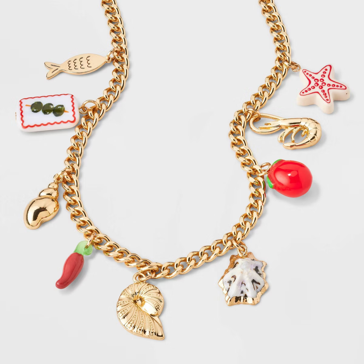 Mixed Large Scale Charm Pendant Necklace - Universal Thread™ Gold | Target