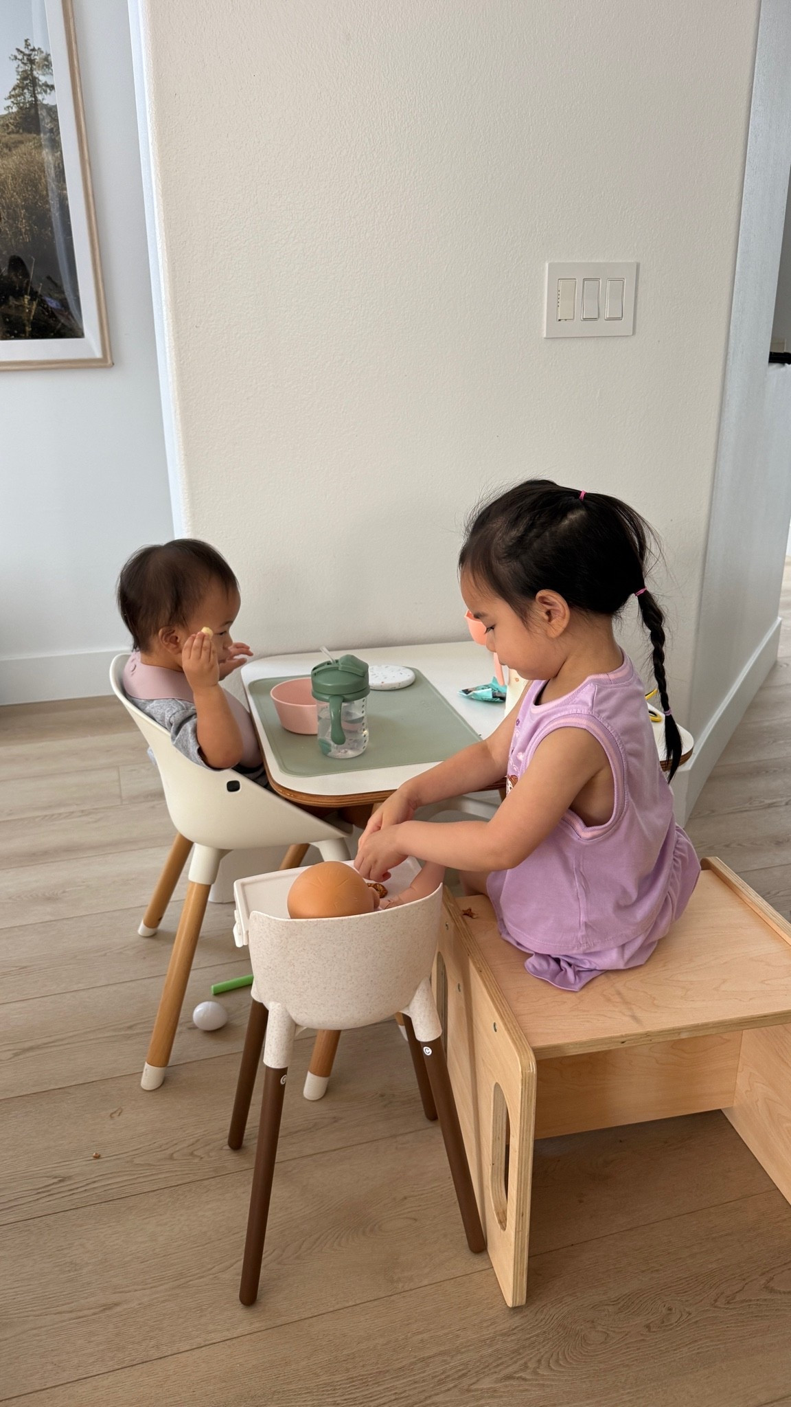snack time with the girls! with her fake baby high chair! #toddlerfinds #lalo #toddlertable #snacktime #pretendplay

#LTKHome #LTKmomlife #LTKKids