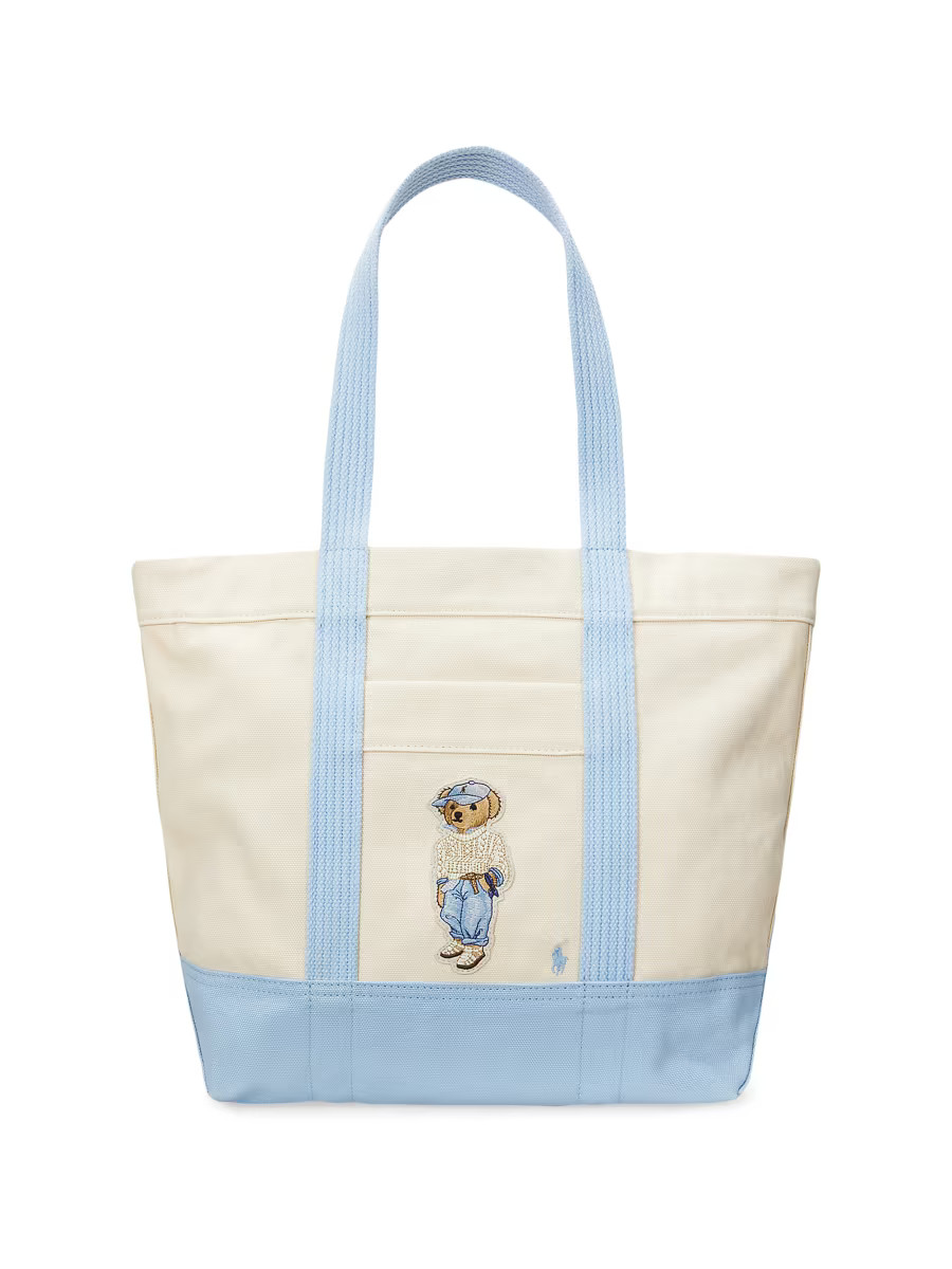 Large Embroidered Polo Bear Canvas Tote Bag | Saks Fifth Avenue