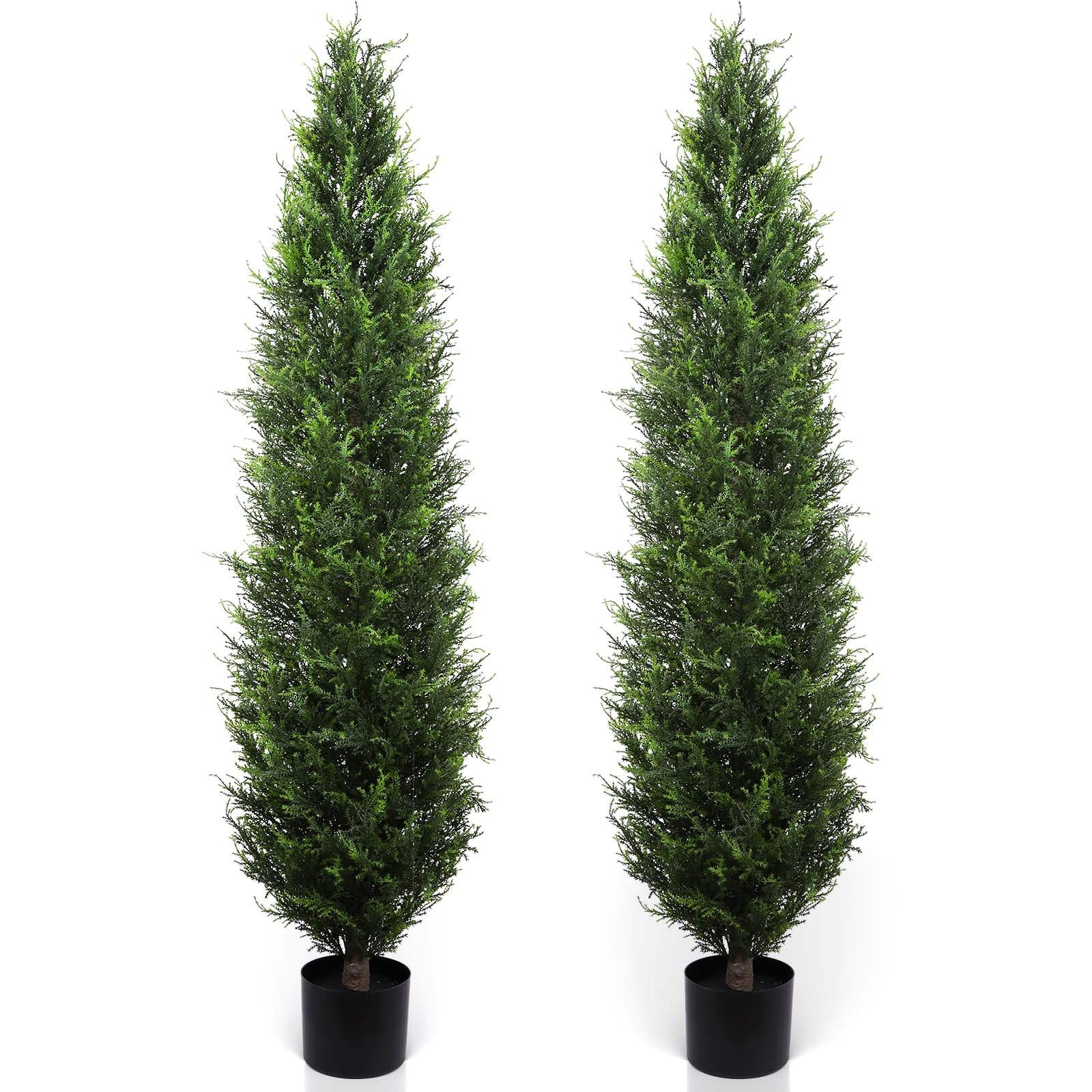 Artificial Cedar Topiary 5ft Fake Cypress Trees Faux Cedar Potted Plants Silk Pine Cypress for Ou... | Amazon (US)