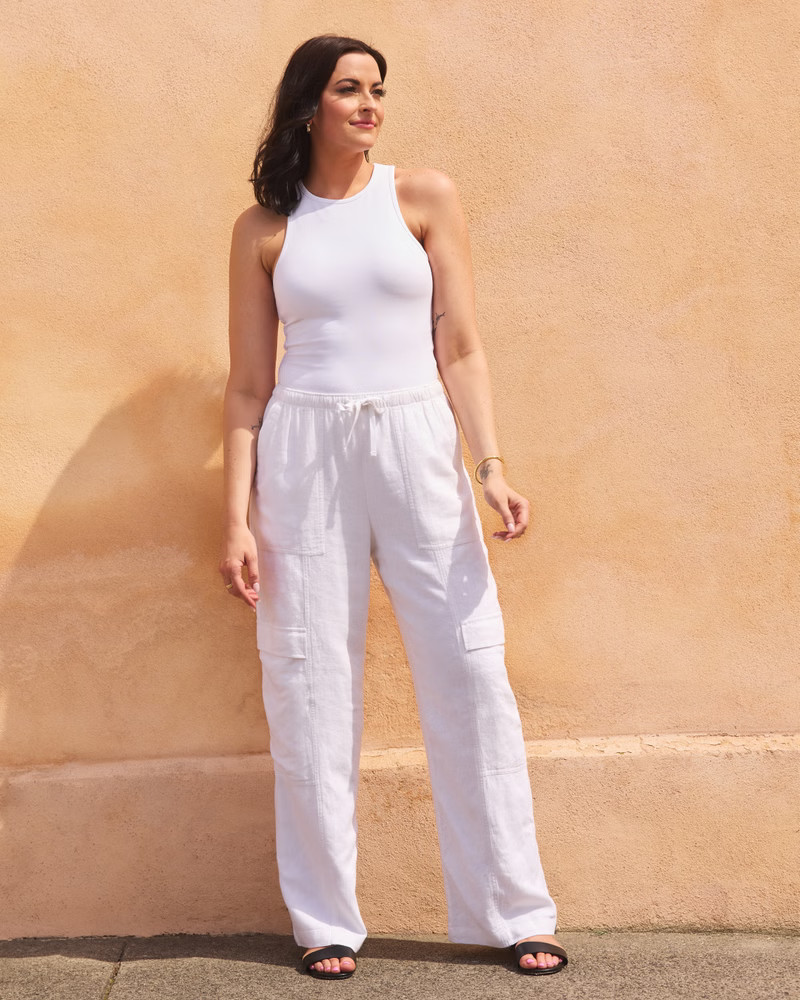 Linen-Blend Pull-On Cargo Pant | Abercrombie & Fitch (US)