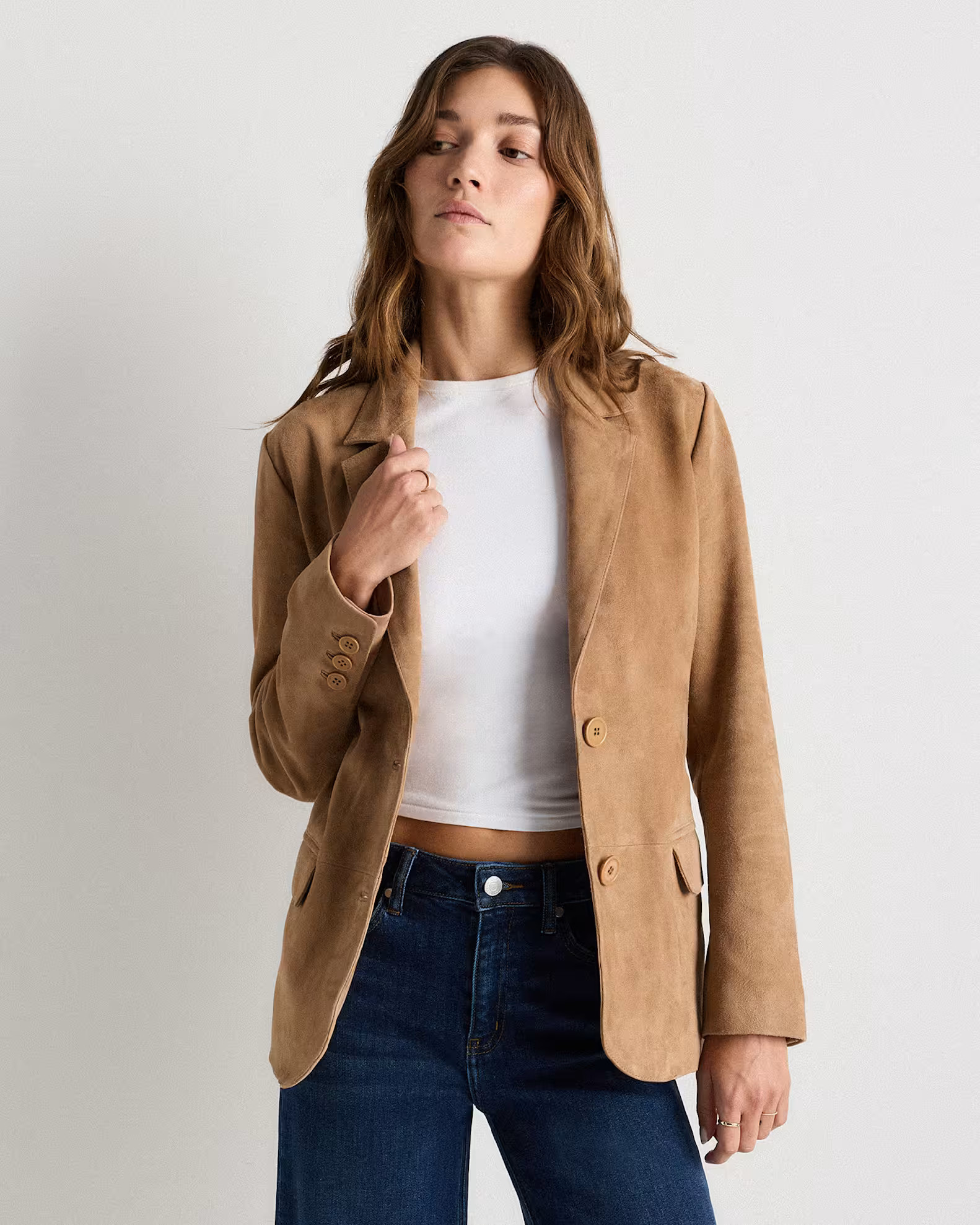 100% Suede Blazer in Pecan Brown | Quince