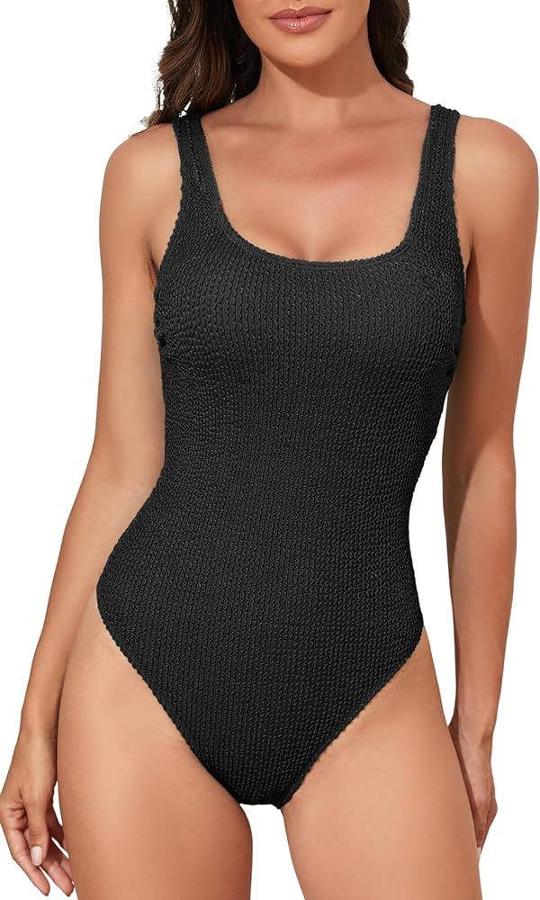 B2prity Women's One Piece Swimsuit Slimming High Cut Bathing Suit Ribbed Tummy Control Swimwear B... | Amazon (US)