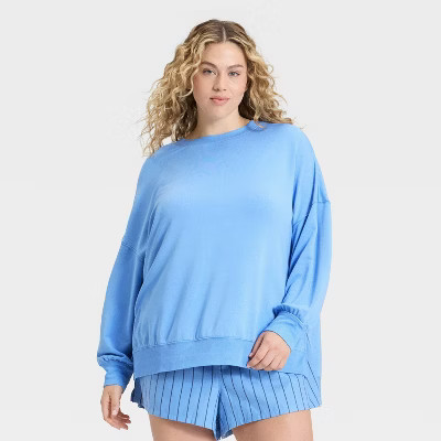 Women's PeachySoft French Terry Fleece Crewneck Sweatshirt - Wild Fable™ Blue 1X | Target