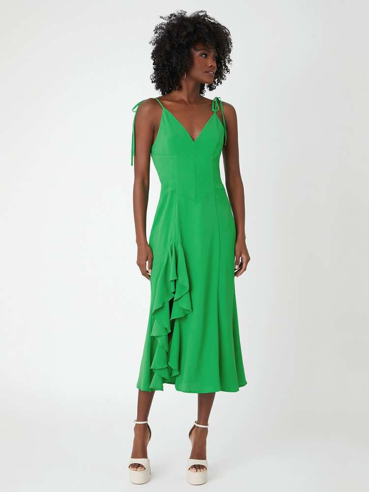 SHEINNeu Tie Shoulder Ruffle Trim Cami Dress | SHEIN