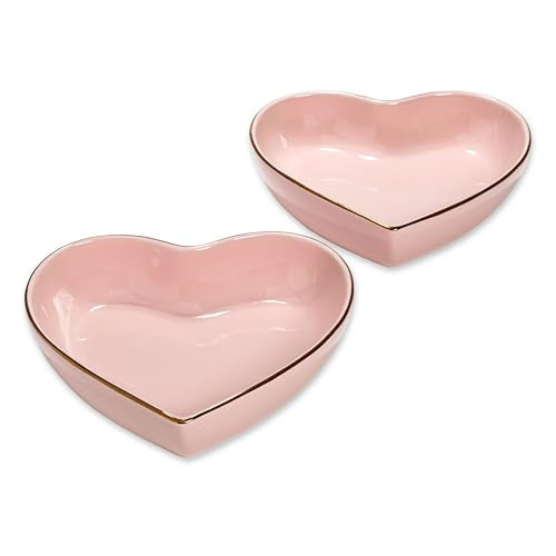 Paris Hilton 2-Piece Heart Dish Set, Ceramic Stoneware Serving Bowls for Entertaining, Snacks, Desserts & Décor, 8-Inch, Pink | Amazon (US)