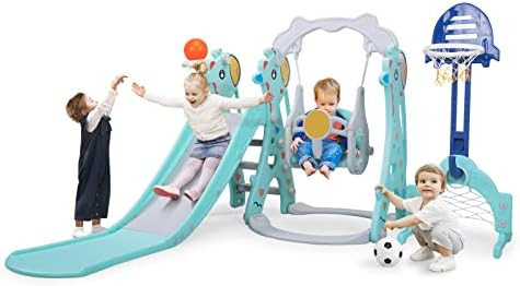 5 in 1 Kids Slide for Toddlers Age 1-3 Slide and Swing Set for Children Baby Indoor Outdoor, Play... | Amazon (US)