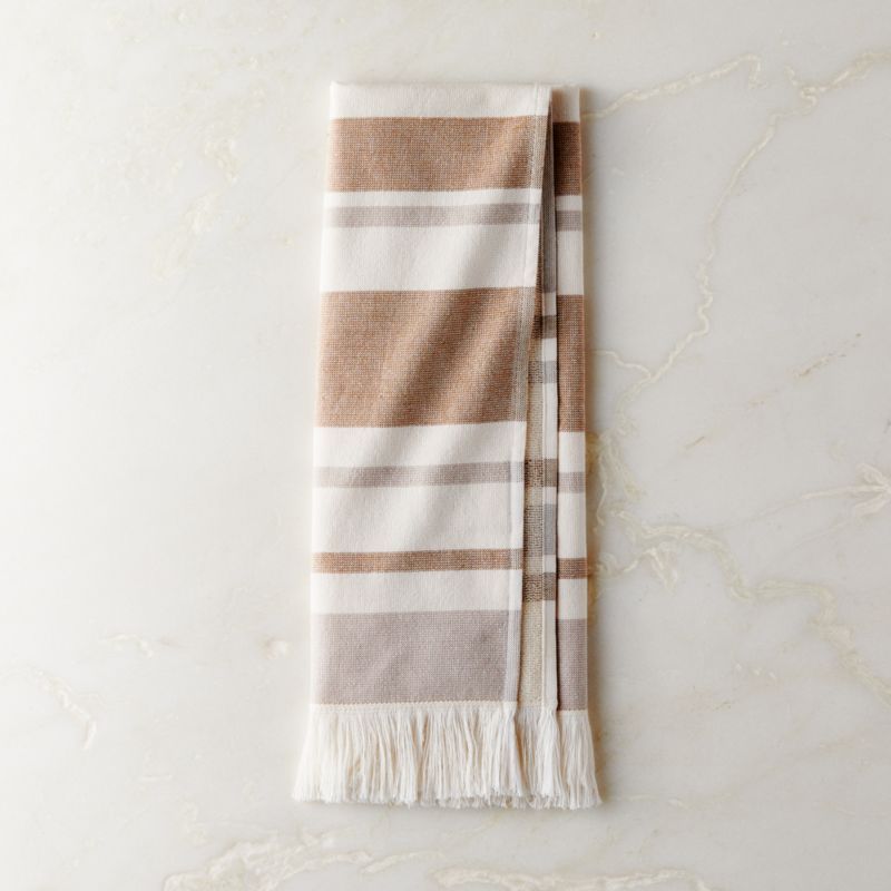 Kamilla Organic Cotton Striped Copper Hand Towel + Reviews | CB2 | CB2