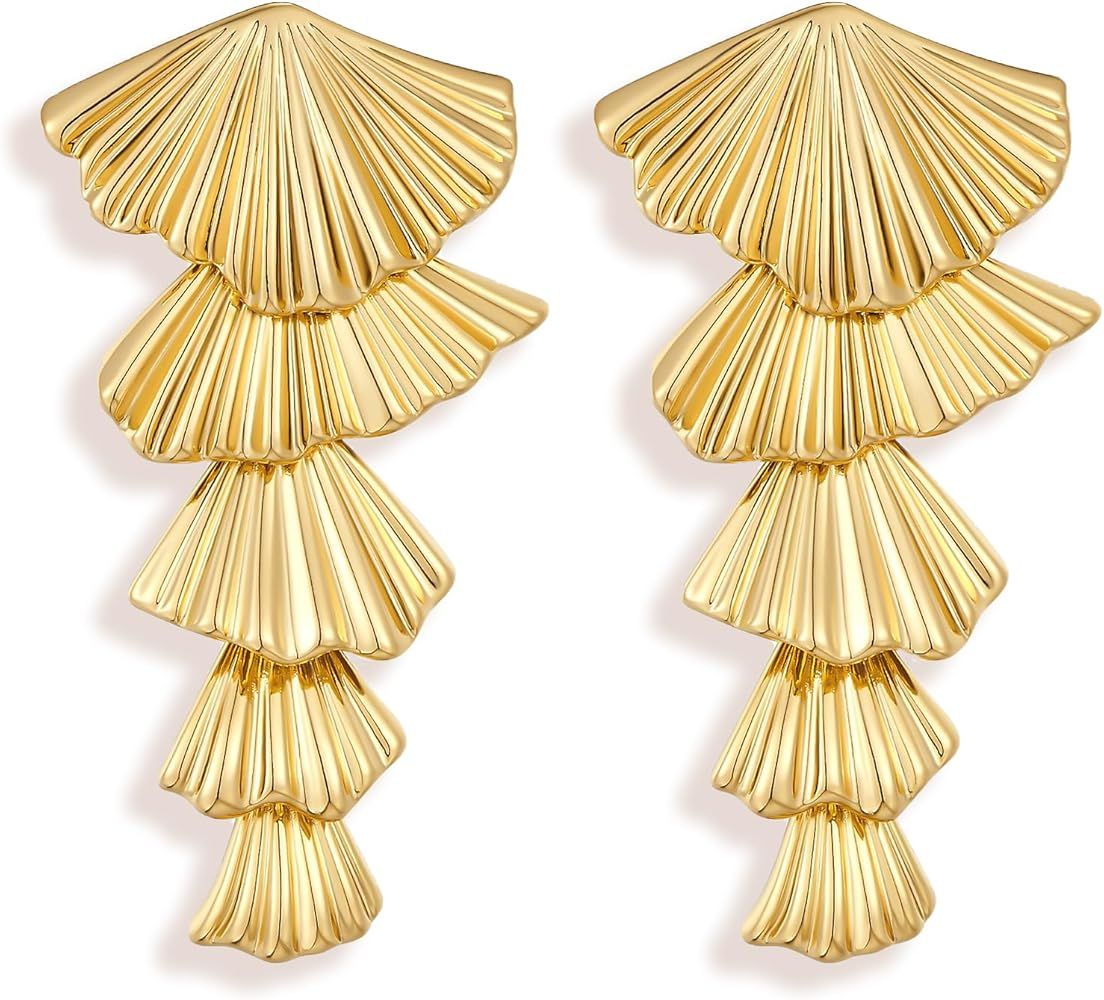 Gold Dangle Seashell Earrings Summer Shell Statement Earrings for Women Trendy Costume Jewelry Gi... | Amazon (US)