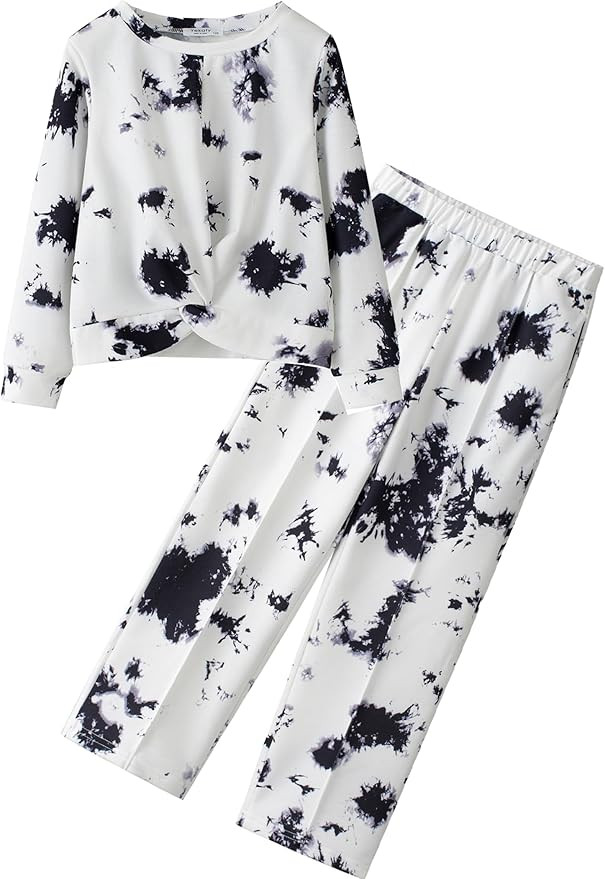 Yekaty Girls Clothes Long Sleeve Twist Front Shirts and Wide Leg Pants Sweatsuits 2 Piece Fall Ou... | Amazon (US)