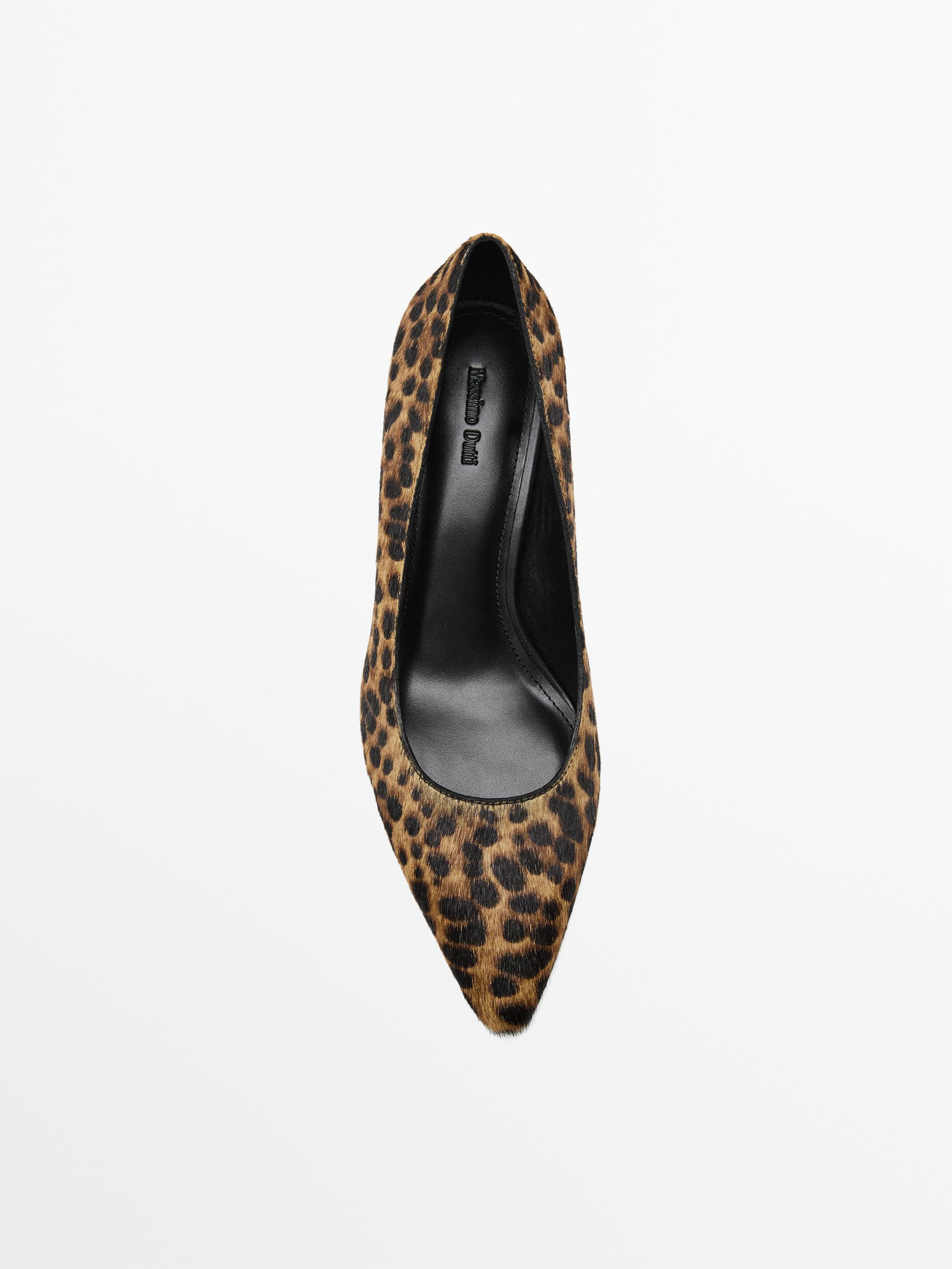 Heeled leopard print shoes | Massimo Dutti UK