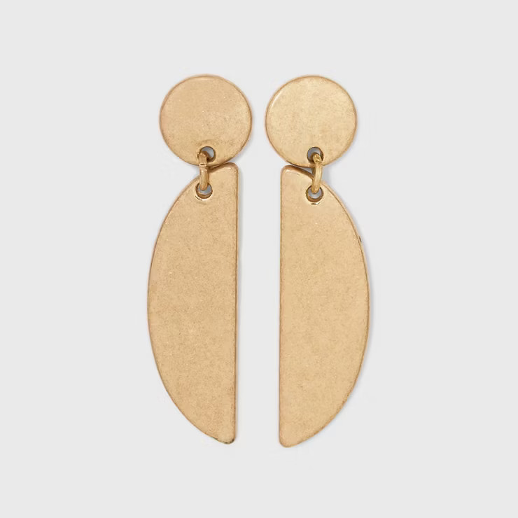 Circle Crescent Cubic Zirconia Drop Earrings - Universal Thread™ Metallic Gold | Target