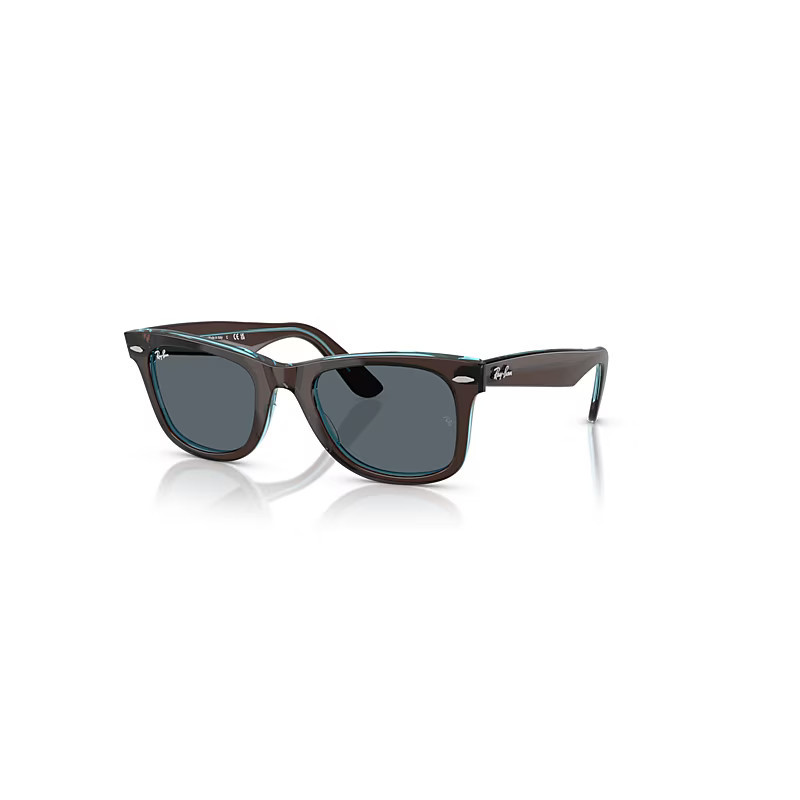 Ray-Ban Original Wayfarer Classic Lunettes De Soleil - Monture Marron Sur Bleu Transparent Verres Bleu 50-22 | Ray-Ban (EU)