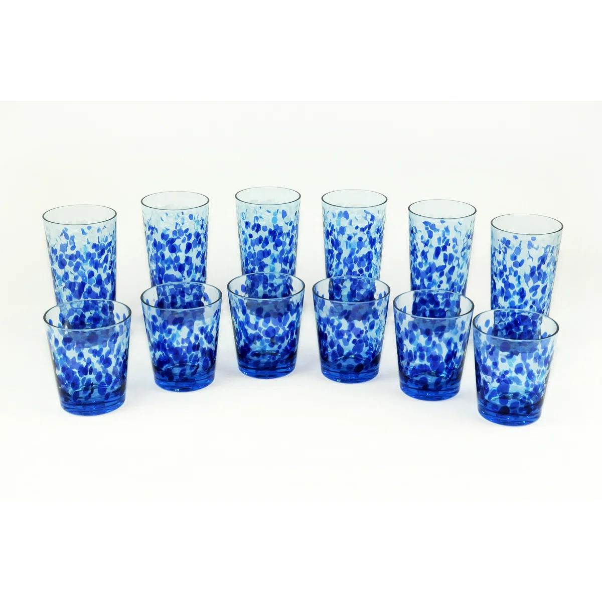 Vetro Blue Drinkware 12pcs Set, 6 Jumbo Drinkwares (655ml/pc), 6 DOF Drinkwares (475ml/pc) | Wayfair UK