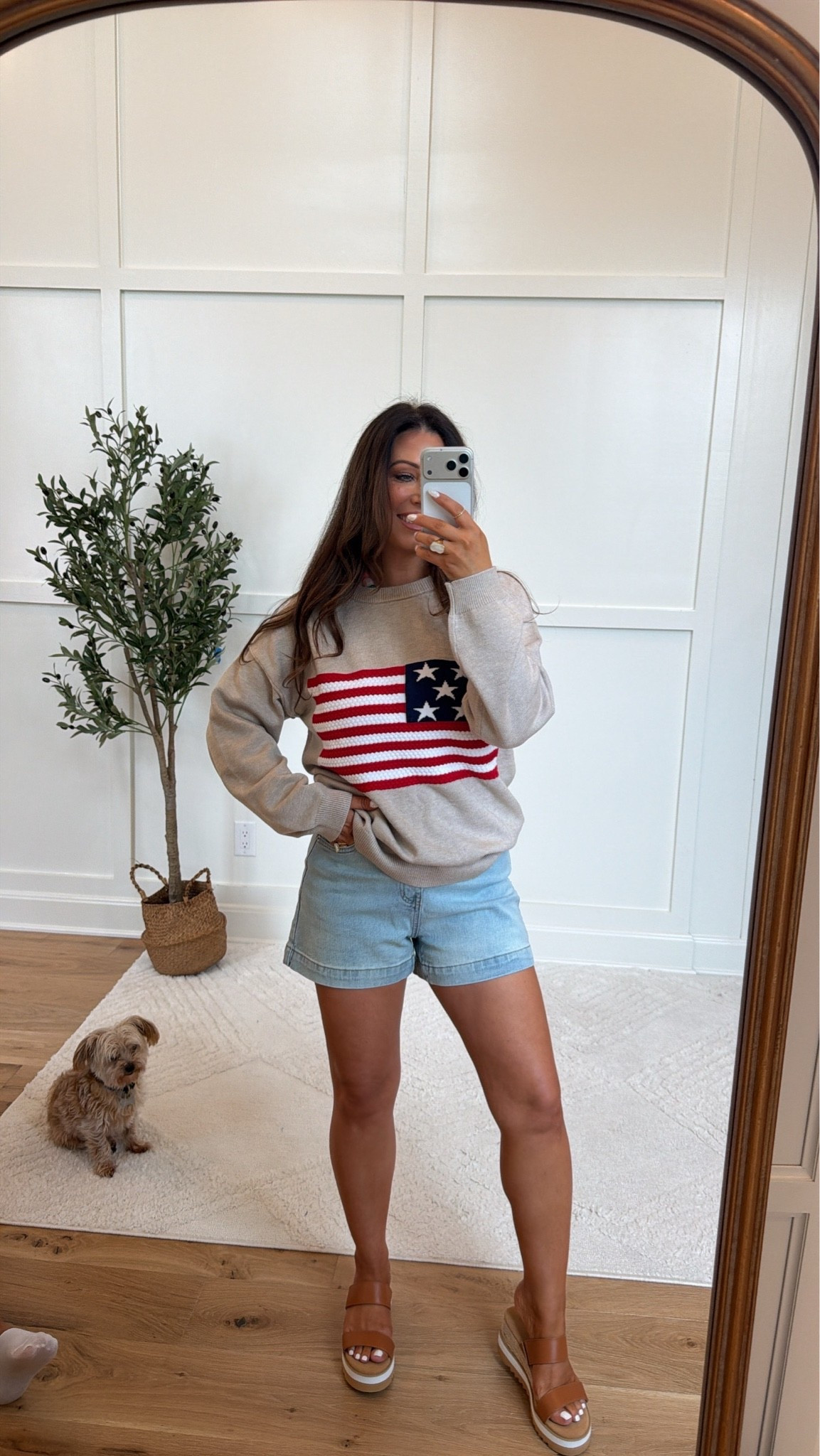 Pink lily huge memorial Day sale! 
This sweater is the perfect lightweight summer sweater! And so cute for all the seasonal activities coming up❤️🤍💙  and only $36 today!!

Use code NINA for 25% regular price items

I am 5’4” 148 pounds wearing a size small and a 27 in the shorts

#LTKgrwm #LTKootd #LTKmomlife