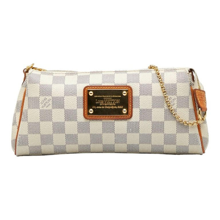 Pre-Owned Louis Vuitton Damier Azur Eva Chain Shoulder Bag Handbag N55214 White PVC Leather Ladie... | Walmart (US)