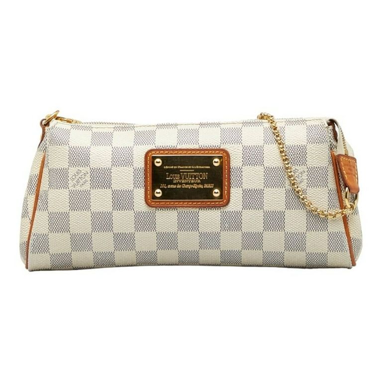 Pre-Owned Louis Vuitton Damier Azur Eva Chain Shoulder Bag Handbag N55214 White PVC Leather Ladie... | Walmart (US)