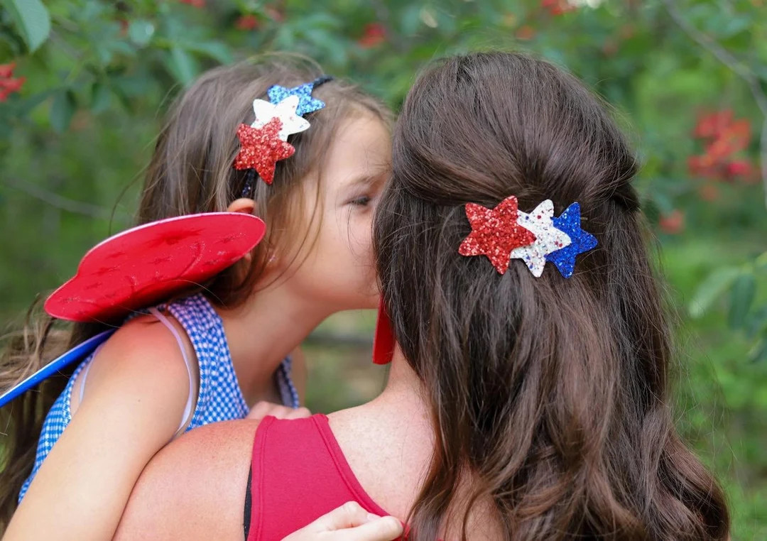 Red, White & Blue Star Hair Clip, Patriotic headband, Patriotic Star Snap Clip | Etsy (US)