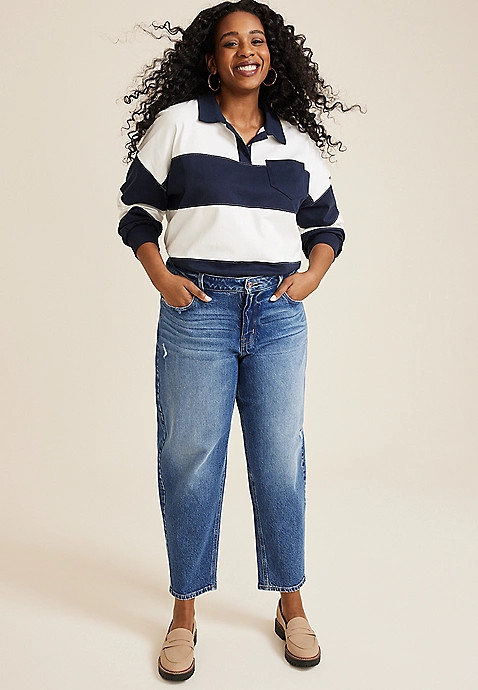 Plus Size edgely™ High Rise Barrel Jean | Maurices