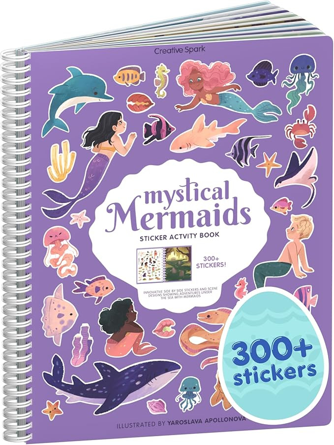 Mystical Mermaids 300+ Kids Sticker Book by Cupkin Toddler Travel Activity Coloring and Sticker B... | Amazon (US)