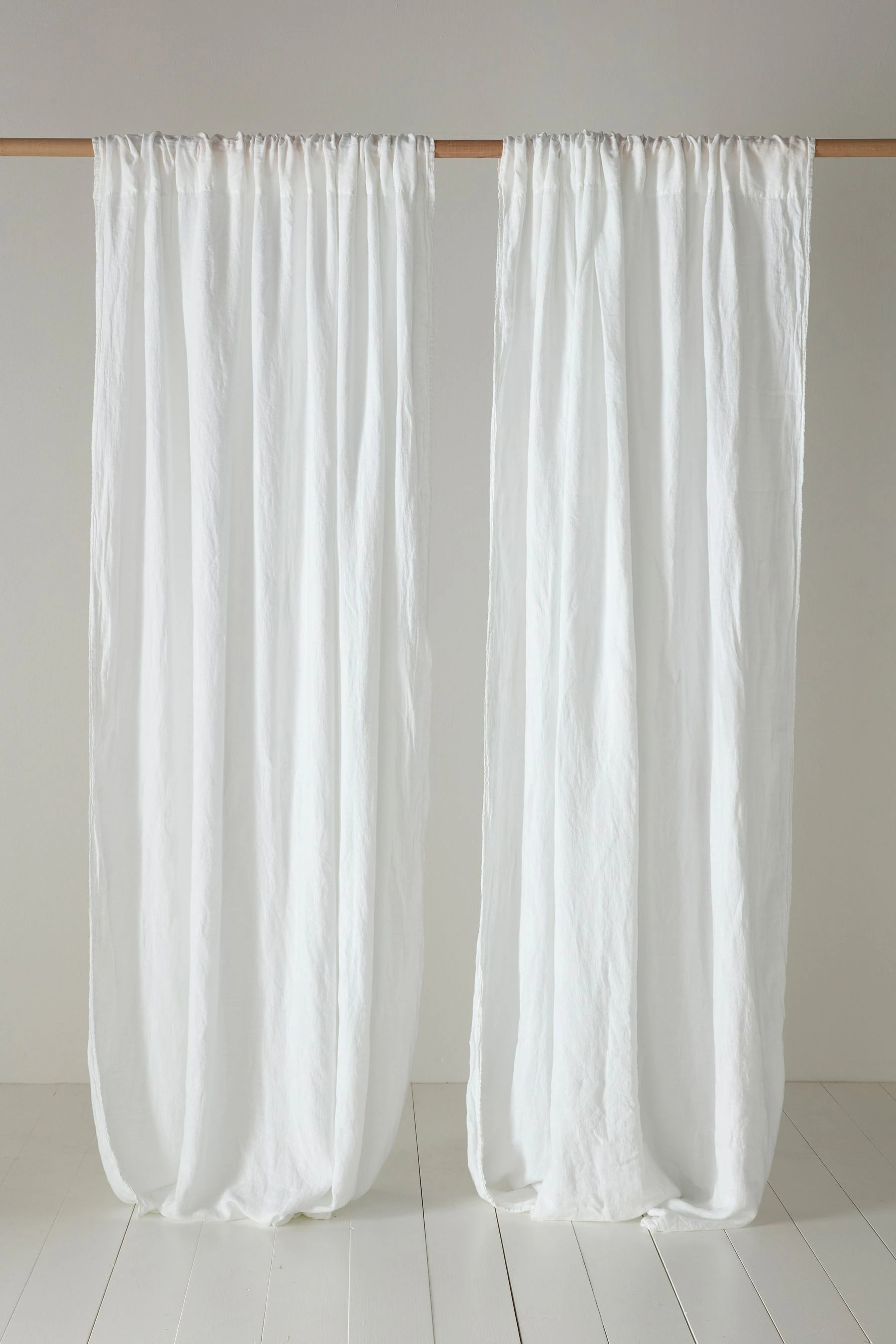 Secret Linen Store White 100% Linen Loop Top Slot Header Single Curtain InStock | Next AU
