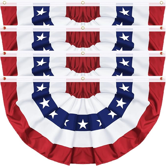 4 Pack Large Size 3 X 6 FT American Bunting Flag, 4th of July Decorations USA Pleated Fan Flag Pa... | Amazon (US)
